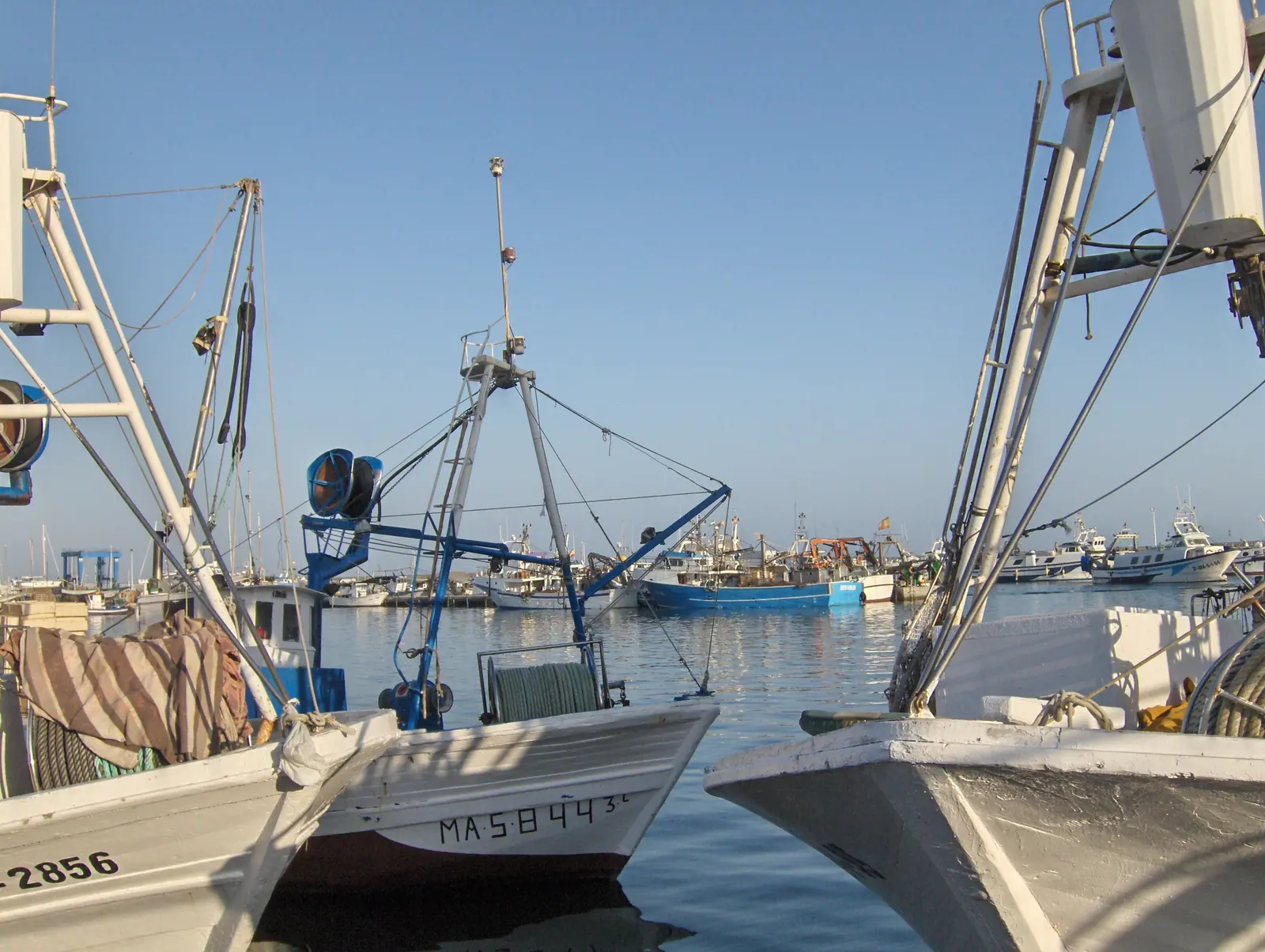 Barcos de pesca en el puerto de Caleta de Vélez.